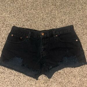 Levi Black Jean Shorts with Rips